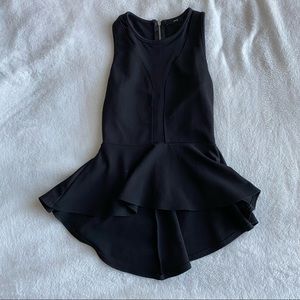 Black peplum top with mesh cut out